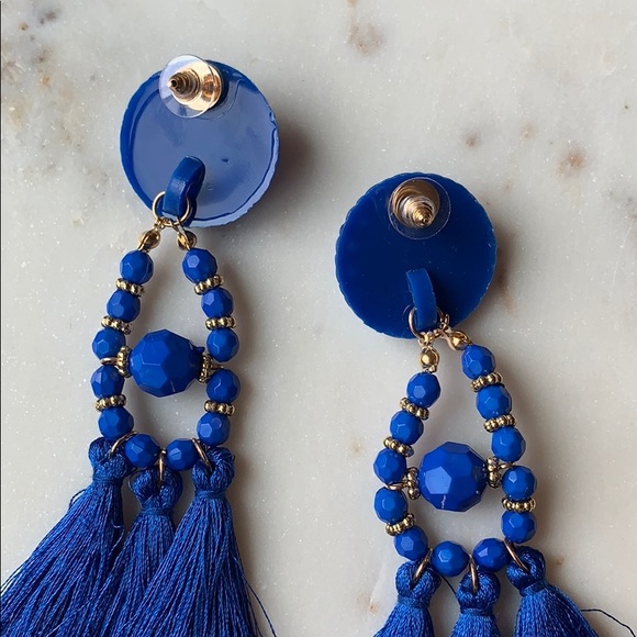 Blue Statement Earrings - Picture 4 of 6